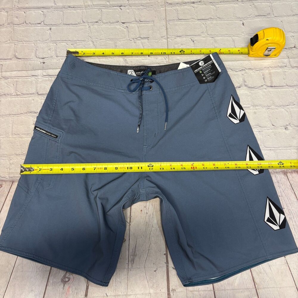 NWT Volcom Mod Tech Men Swim Shorts Trunks Size 32 Blue D114 -10 - Picture 2 of 16